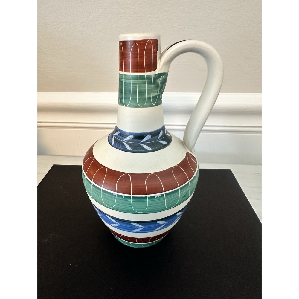Nittsjo Sweden Art Pottery Pitcher Vase #796 Hand Painted Scandinavian